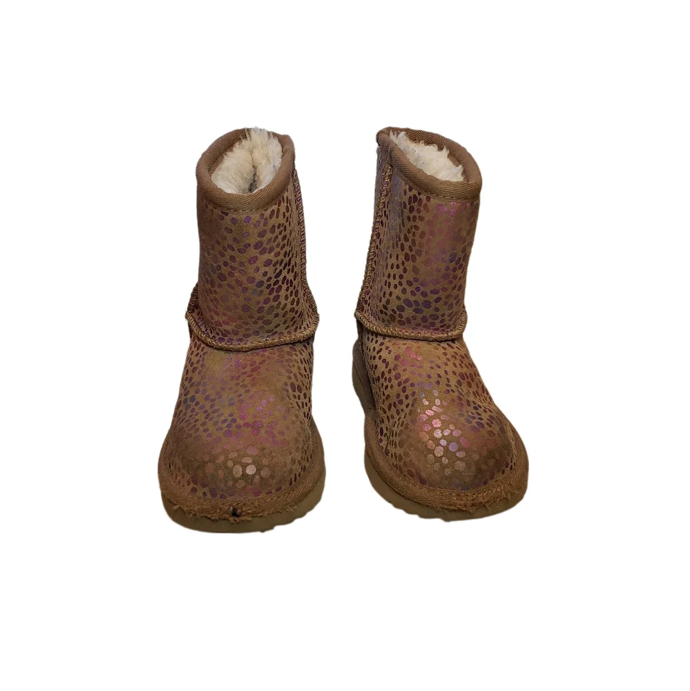 Ugg 9 Toddler Metallic Rainbow Shimmery Classic II Spots Suede Boots